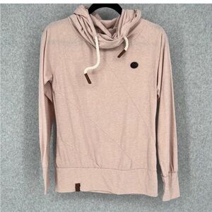 Naketano Womens Lightweight Hooded Sweatshirt Size M Blush Pink Logo Rope NWOT